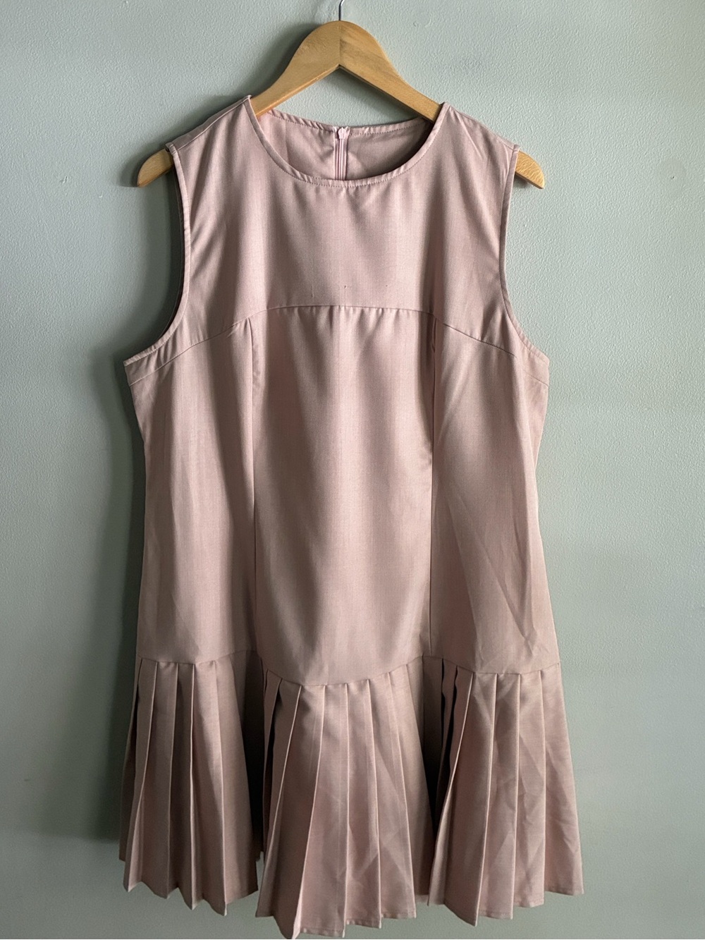 SHEIN Curve Pink Pleated Drop Waist Mini Dress Plus Size 1XL Sleeveless
